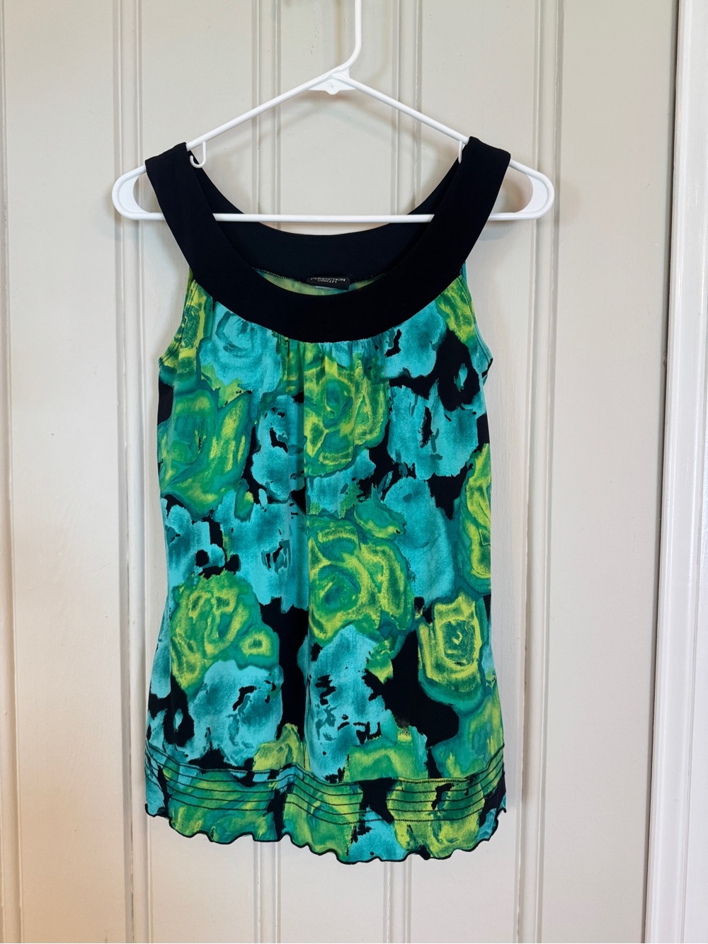 Y2K Floral Print boat neck Tank Top PerSeption Concept mall brand teal lime